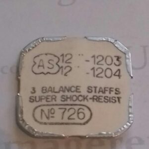 AS Cal. 1203 - 726. Balance staffs super shock-resist. NOS.